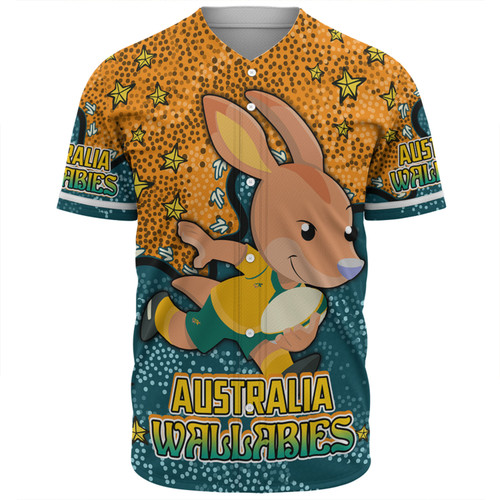 Australia Wallabies Custom Baseball Shirt - Team With Dot And Star Patterns For Tough Fan Baseball Shirt