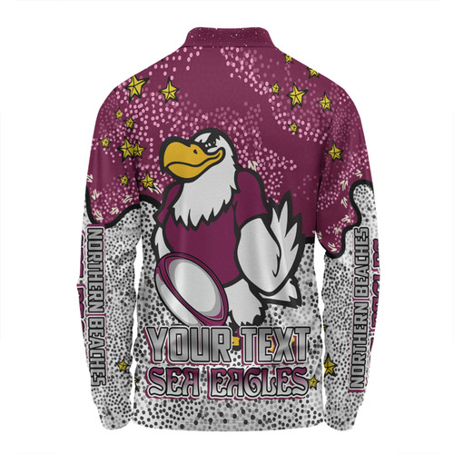 Manly Warringah Sea Eagles Long Sleeve Polo Shirt - Team With Dot And Star Patterns For Tough Fan Long Sleeve Polo Shirt Manly Warringah Sea Eagles Long Sleeve Polo Shirt - Team With Dot And Star Patterns For Tough Fan Long Sleeve Polo Shirt