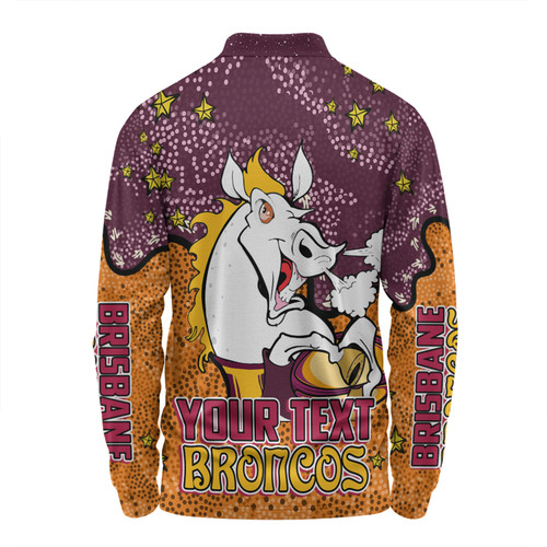 Brisbane Broncos Custom Long Sleeve Polo Shirt - Team With Dot And Star Patterns For Tough Fan Long Sleeve Polo Shirt Brisbane Broncos Custom Long Sleeve Polo Shirt - Team With Dot And Star Patterns For Tough Fan Long Sleeve Polo Shirt