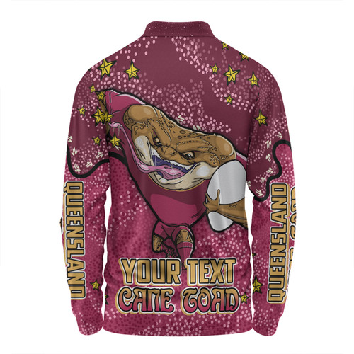 Queensland Cane Toads Custom Long Sleeve Polo Shirt - Team With Dot And Star Patterns For Tough Fan Long Sleeve Polo Shirt Queensland Cane Toads Custom Long Sleeve Polo Shirt - Team With Dot And Star Patterns For Tough Fan Long Sleeve Polo Shirt