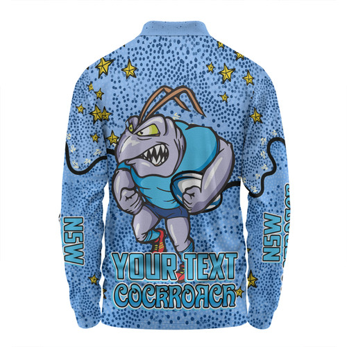 New South Wales Cockroaches Custom Long Sleeve Polo Shirt - Team With Dot And Star Patterns For Tough Fan Long Sleeve Polo Shirt New South Wales Cockroaches Custom Long Sleeve Polo Shirt - Team With Dot And Star Patterns For Tough Fan Long Sleeve Polo Shirt