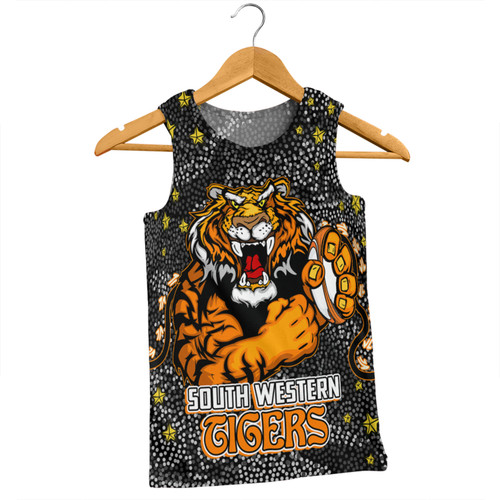 Wests Tigers Custom Men Singlet - Team With Dot And Star Patterns For Tough Fan Men Singlet