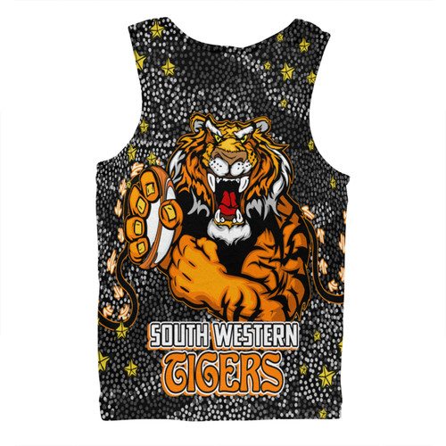 Wests Tigers Custom Men Singlet - Team With Dot And Star Patterns For Tough Fan Men Singlet Wests Tigers Custom Men Singlet - Team With Dot And Star Patterns For Tough Fan Men Singlet