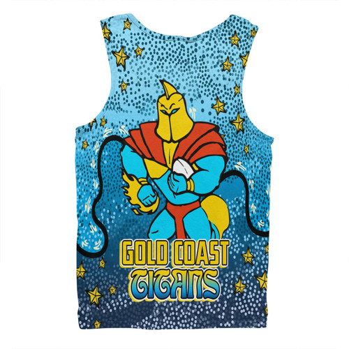 Gold Coast Titans Custom Men Singlet - Team With Dot And Star Patterns For Tough Fan Men Singlet