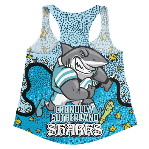 Cronulla-Sutherland Sharks Custom Women Racerback Singlet - Team With Dot And Star Patterns For Tough Fan Women Racerback Singlet