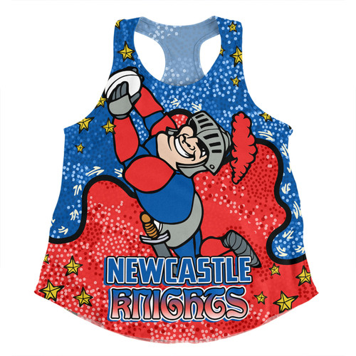 Newcastle Knights Custom Women Racerback Singlet - Team With Dot And Star Patterns For Tough Fan Women Racerback Singlet