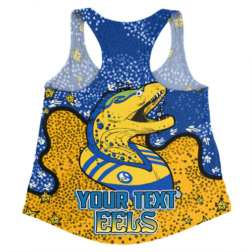 Parramatta Eels Custom Women Racerback Singlet - Team With Dot And Star Patterns For Tough Fan Women Racerback Singlet Parramatta Eels Custom Women Racerback Singlet - Team With Dot And Star Patterns For Tough Fan Women Racerback Singlet