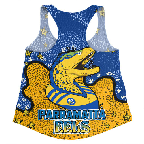 Parramatta Eels Custom Women Racerback Singlet - Team With Dot And Star Patterns For Tough Fan Women Racerback Singlet Parramatta Eels Custom Women Racerback Singlet - Team With Dot And Star Patterns For Tough Fan Women Racerback Singlet