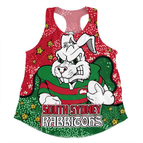 South Sydney Rabbitohs Women Racerback Singlet - Team With Dot And Star Patterns For Tough Fan Women Racerback Singlet