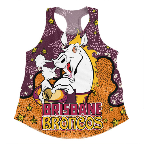 Brisbane Broncos Custom Women Racerback Singlet - Team With Dot And Star Patterns For Tough Fan Women Racerback Singlet