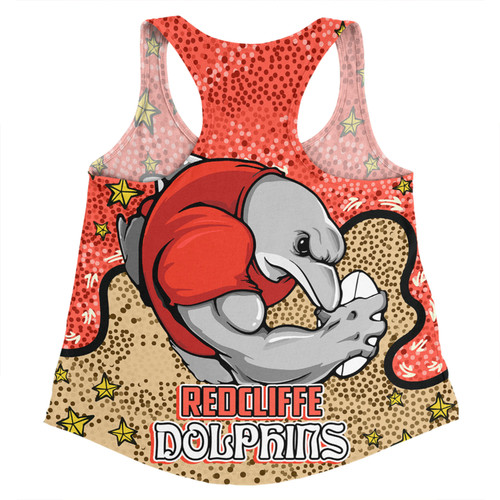 Redcliffe Dolphins Custom Women Racerback Singlet - Team With Dot And Star Patterns For Tough Fan Women Racerback Singlet Redcliffe Dolphins Custom Women Racerback Singlet - Team With Dot And Star Patterns For Tough Fan Women Racerback Singlet