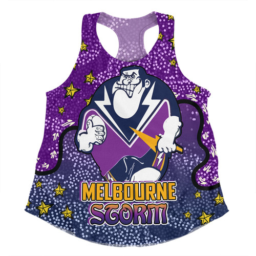 Melbourne Storm Custom Women Racerback Singlet - Team With Dot And Star Patterns For Tough Fan Women Racerback Singlet