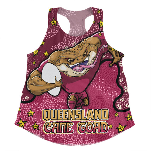 Queensland Cane Toads Custom Women Racerback Singlet - Team With Dot And Star Patterns For Tough Fan Women Racerback Singlet