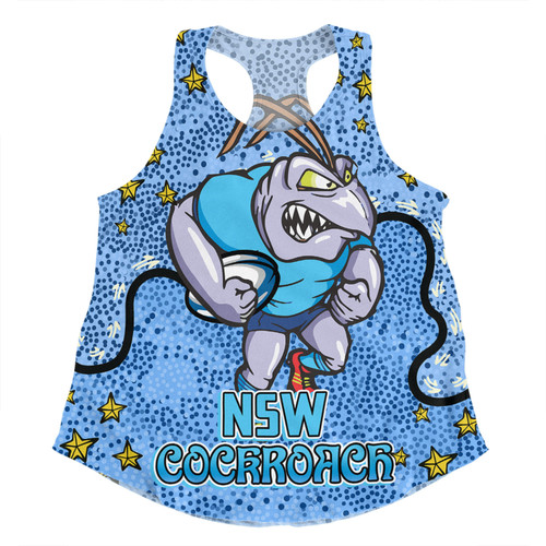 New South Wales Cockroaches Custom Women Racerback Singlet - Team With Dot And Star Patterns For Tough Fan Women Racerback Singlet
