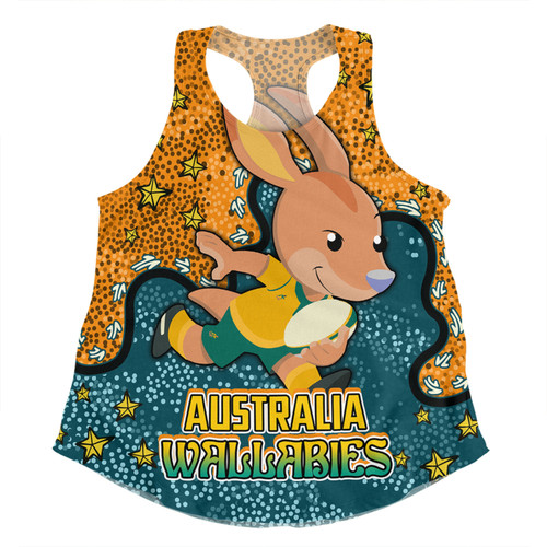 Australia Wallabies Custom Women Racerback Singlet - Team With Dot And Star Patterns For Tough Fan Women Racerback Singlet