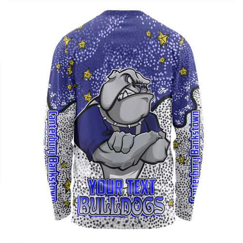 Canterbury-Bankstown Bulldogs Custom Long Sleeve T-Shirt - Team With Dot And Star Patterns For Tough Fan Long Sleeve T-Shirt Canterbury-Bankstown Bulldogs Custom Long Sleeve T-Shirt - Team With Dot And Star Patterns For Tough Fan Long Sleeve T-Shirt