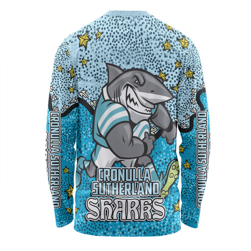 Cronulla-Sutherland Sharks Custom Long Sleeve T-shirt - Team With Dot And Star Patterns For Tough Fan Long Sleeve T-shirt Cronulla-Sutherland Sharks Custom Long Sleeve T-shirt - Team With Dot And Star Patterns For Tough Fan Long Sleeve T-shirt