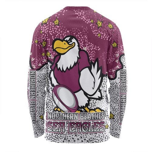 Manly Warringah Sea Eagles Long Sleeve T-shirt - Team With Dot And Star Patterns For Tough Fan Long Sleeve T-shirt Manly Warringah Sea Eagles Long Sleeve T-shirt - Team With Dot And Star Patterns For Tough Fan Long Sleeve T-shirt