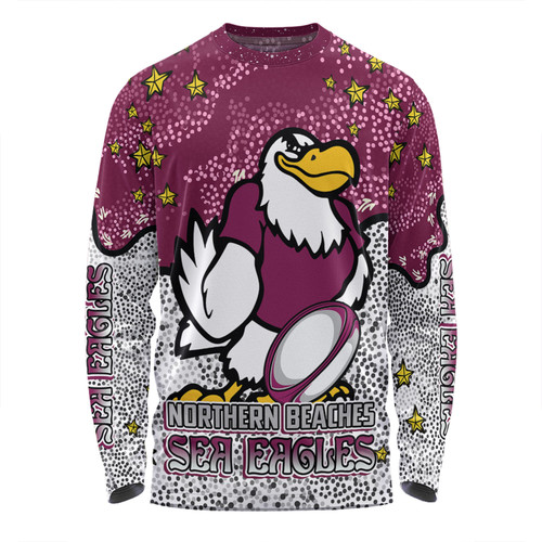 Manly Warringah Sea Eagles Long Sleeve T-shirt - Team With Dot And Star Patterns For Tough Fan Long Sleeve T-shirt