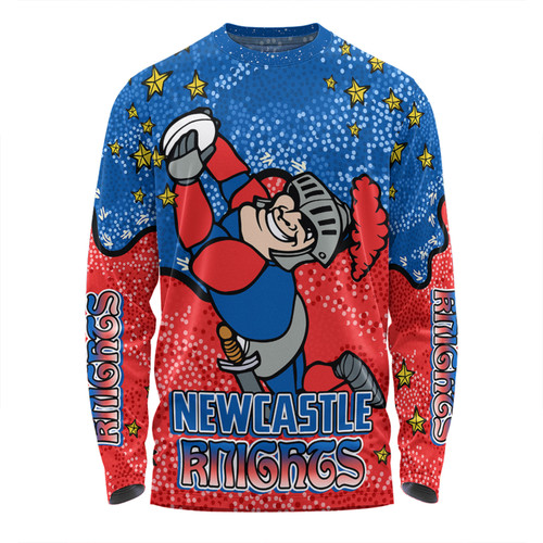 Newcastle Knights Custom Long Sleeve T-shirt - Team With Dot And Star Patterns For Tough Fan Long Sleeve T-shirt