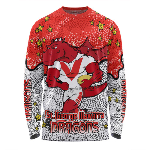 St. George Illawarra Dragons Custom Long Sleeve T-shirt - Team With Dot And Star Patterns For Tough Fan Long Sleeve T-shirt