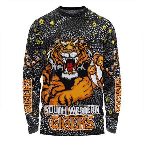 Wests Tigers Custom Long Sleeve T-shirt - Team With Dot And Star Patterns For Tough Fan Long Sleeve T-shirt