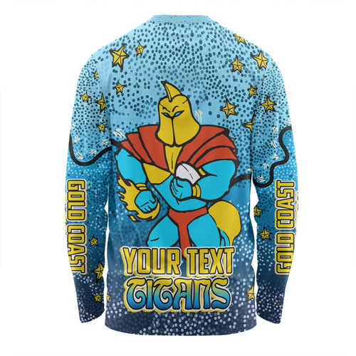 Gold Coast Titans Custom Long Sleeve T-shirt - Team With Dot And Star Patterns For Tough Fan Long Sleeve T-shirt Gold Coast Titans Custom Long Sleeve T-shirt - Team With Dot And Star Patterns For Tough Fan Long Sleeve T-shirt