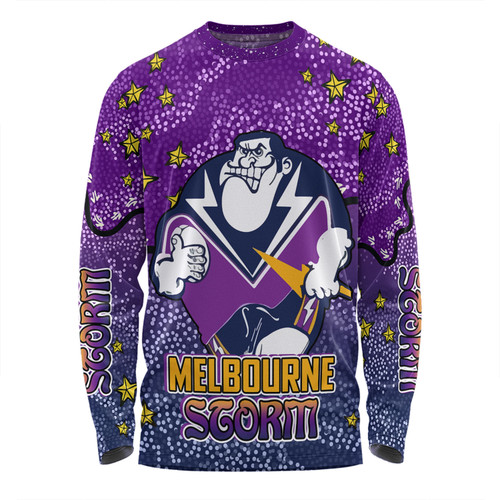 Melbourne Storm Custom Long Sleeve T-shirt - Team With Dot And Star Patterns For Tough Fan Long Sleeve T-shirt