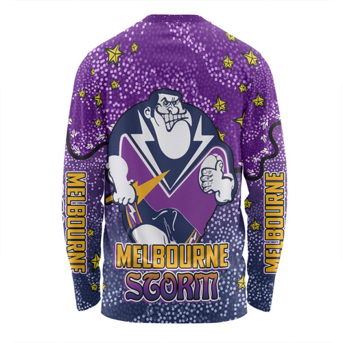 Melbourne Storm Custom Long Sleeve T-shirt - Team With Dot And Star Patterns For Tough Fan Long Sleeve T-shirt Melbourne Storm Custom Long Sleeve T-shirt - Team With Dot And Star Patterns For Tough Fan Long Sleeve T-shirt