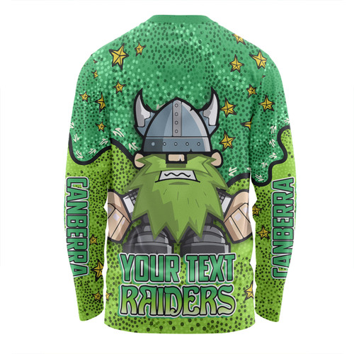 Canberra Raiders Custom Long Sleeve T-shirt - Team With Dot And Star Patterns For Tough Fan Long Sleeve T-shirt Canberra Raiders Custom Long Sleeve T-shirt - Team With Dot And Star Patterns For Tough Fan Long Sleeve T-shirt