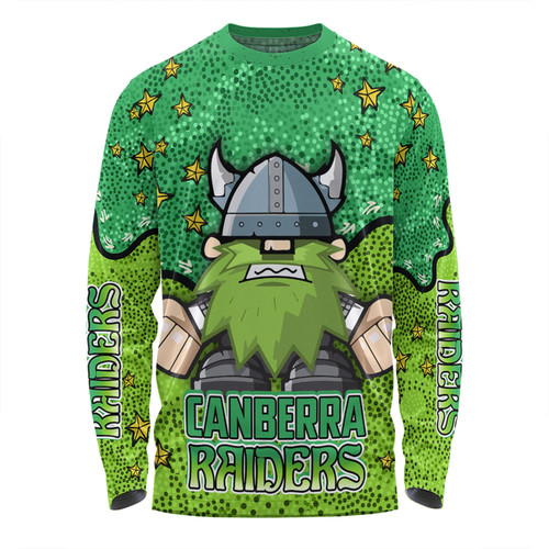 Canberra Raiders Custom Long Sleeve T-shirt - Team With Dot And Star Patterns For Tough Fan Long Sleeve T-shirt