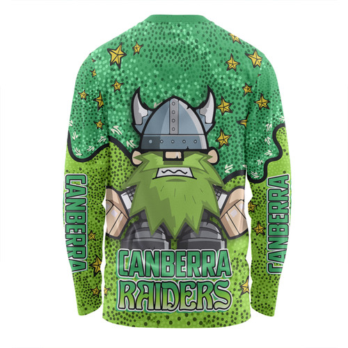 Canberra Raiders Custom Long Sleeve T-shirt - Team With Dot And Star Patterns For Tough Fan Long Sleeve T-shirt Canberra Raiders Custom Long Sleeve T-shirt - Team With Dot And Star Patterns For Tough Fan Long Sleeve T-shirt