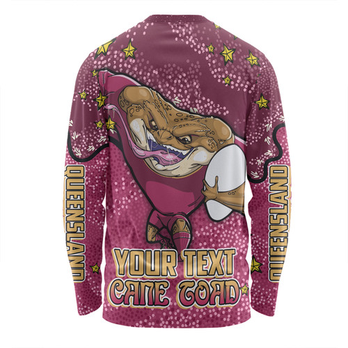 Queensland Cane Toads Custom Long Sleeve T-shirt - Team With Dot And Star Patterns For Tough Fan Long Sleeve T-shirt Queensland Cane Toads Custom Long Sleeve T-shirt - Team With Dot And Star Patterns For Tough Fan Long Sleeve T-shirt