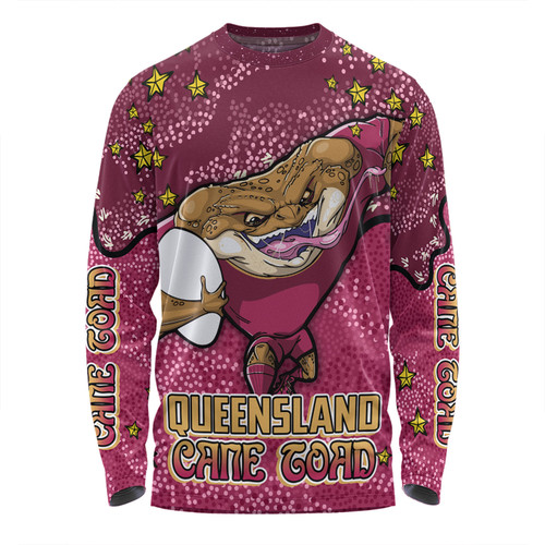 Queensland Cane Toads Custom Long Sleeve T-shirt - Team With Dot And Star Patterns For Tough Fan Long Sleeve T-shirt