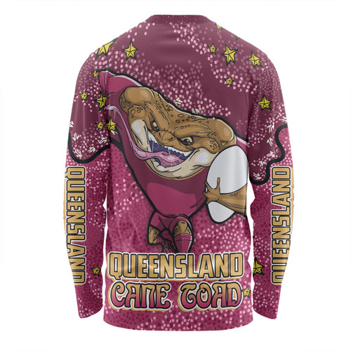 Queensland Cane Toads Custom Long Sleeve T-shirt - Team With Dot And Star Patterns For Tough Fan Long Sleeve T-shirt Queensland Cane Toads Custom Long Sleeve T-shirt - Team With Dot And Star Patterns For Tough Fan Long Sleeve T-shirt