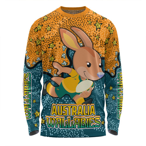 Australia Wallabies Custom Long Sleeve T-shirt - Team With Dot And Star Patterns For Tough Fan Long Sleeve T-shirt