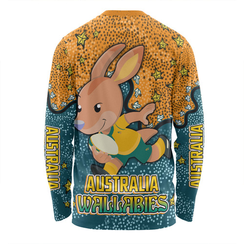 Australia Wallabies Custom Long Sleeve T-shirt - Team With Dot And Star Patterns For Tough Fan Long Sleeve T-shirt Australia Wallabies Custom Long Sleeve T-shirt - Team With Dot And Star Patterns For Tough Fan Long Sleeve T-shirt