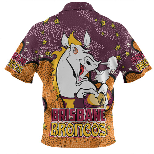 Brisbane Broncos Custom Zip Polo Shirt - Team With Dot And Star Patterns For Tough Fan Zip Polo Shirt Brisbane Broncos Custom Zip Polo Shirt - Team With Dot And Star Patterns For Tough Fan Zip Polo Shirt