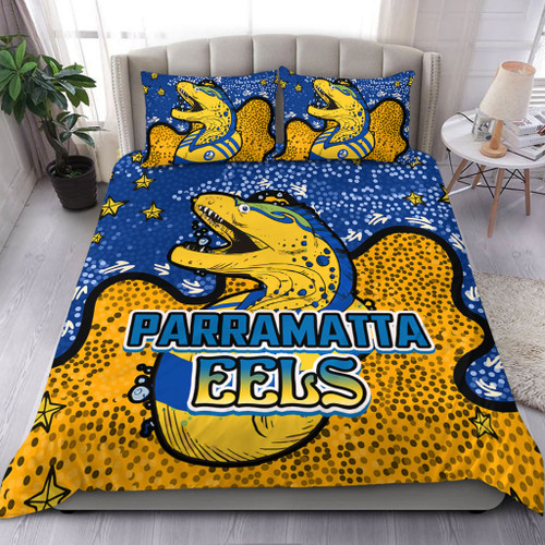 Parramatta Eels Custom Bedding Set - Team With Dot And Star Patterns For Tough Fan Bedding Set