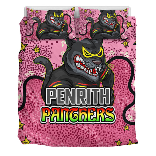 Penrith Panthers Custom Bedding Set - Team With Dot And Star Patterns For Tough Fan Bedding Set