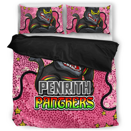 Penrith Panthers Custom Bedding Set - Team With Dot And Star Patterns For Tough Fan Bedding Set