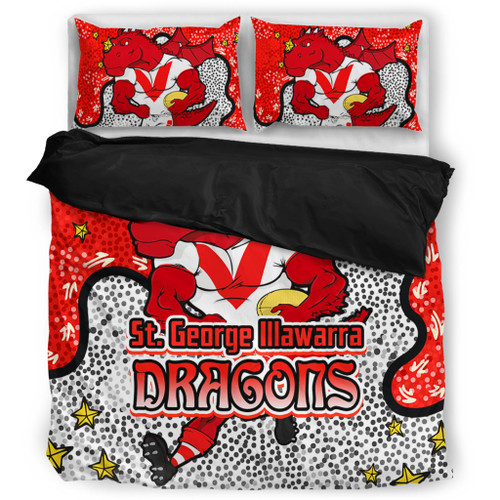 St. George Illawarra Dragons Custom Bedding Set - Team With Dot And Star Patterns For Tough Fan Bedding Set St. George Illawarra Dragons Custom Bedding Set - Team With Dot And Star Patterns For Tough Fan Bedding Set