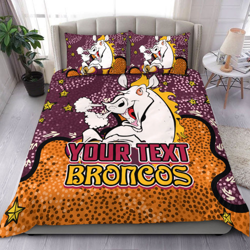 Brisbane Broncos Custom Bedding Set - Team With Dot And Star Patterns For Tough Fan Bedding Set