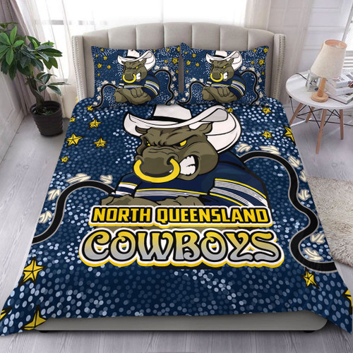 North Queensland Cowboys Custom Bedding Set - Team With Dot And Star Patterns For Tough Fan Bedding Set