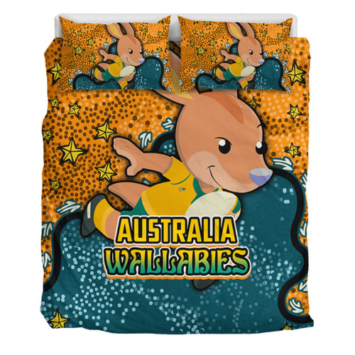Australia Wallabies Custom Bedding Set - Team With Dot And Star Patterns For Tough Fan Bedding Set Australia Wallabies Custom Bedding Set - Team With Dot And Star Patterns For Tough Fan Bedding Set