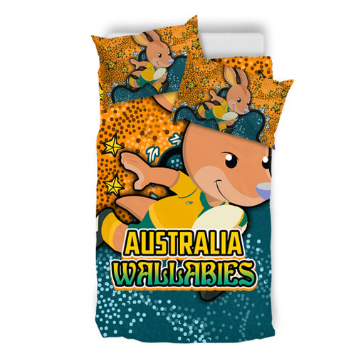 Australia Wallabies Custom Bedding Set - Team With Dot And Star Patterns For Tough Fan Bedding Set Australia Wallabies Custom Bedding Set - Team With Dot And Star Patterns For Tough Fan Bedding Set