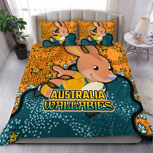 Australia Wallabies Custom Bedding Set - Team With Dot And Star Patterns For Tough Fan Bedding Set