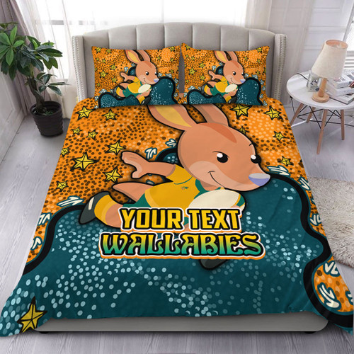 Australia Wallabies Custom Bedding Set - Team With Dot And Star Patterns For Tough Fan Bedding Set Australia Wallabies Custom Bedding Set - Team With Dot And Star Patterns For Tough Fan Bedding Set