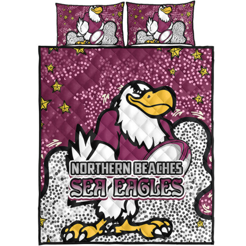 Manly Warringah Sea Eagles Quilt Bed Set - Team With Dot And Star Patterns For Tough Fan Quilt Bed Set Manly Warringah Sea Eagles Quilt Bed Set - Team With Dot And Star Patterns For Tough Fan Quilt Bed Set
