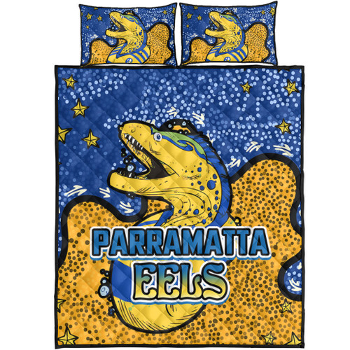 Parramatta Eels Custom Quilt Bed Set - Team With Dot And Star Patterns For Tough Fan Quilt Bed Set Parramatta Eels Custom Quilt Bed Set - Team With Dot And Star Patterns For Tough Fan Quilt Bed Set